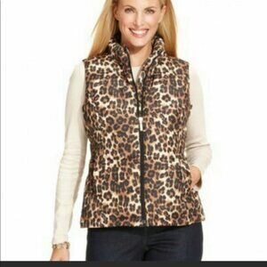 Charter Club Animal-Print Quilted Vest Size MP EUC